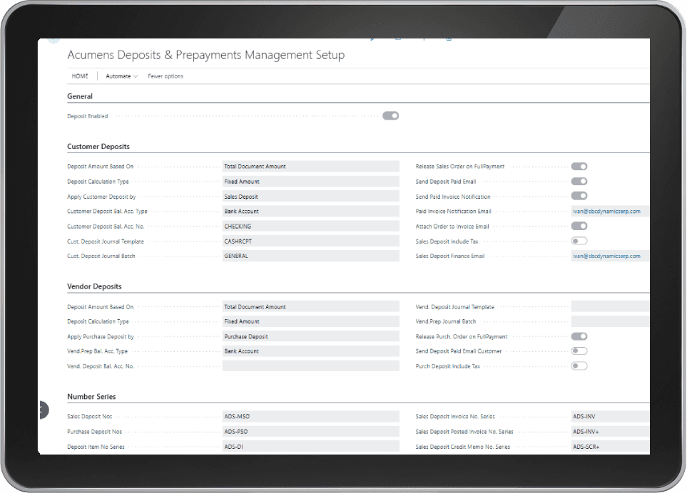 Acumens Customer Deposits & Prepayments Management (WW)