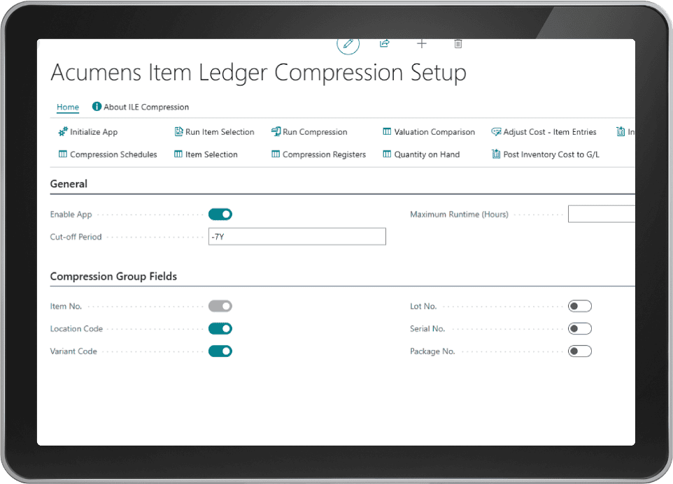 Acumens Item Ledger Compression (NW)