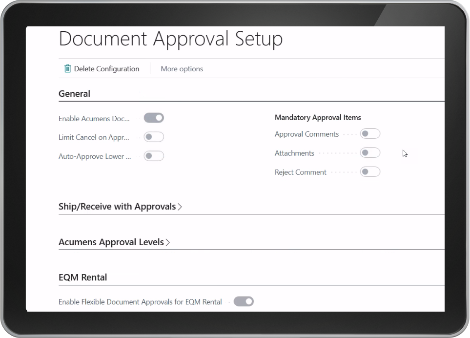 Acumens Flexible Document Approvals for EQM Rental